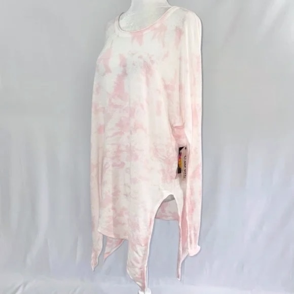 New Cloth by Design Convertible Side Slit Sweater Tie Dye Pink White Size Medium - Picture 8 of 16